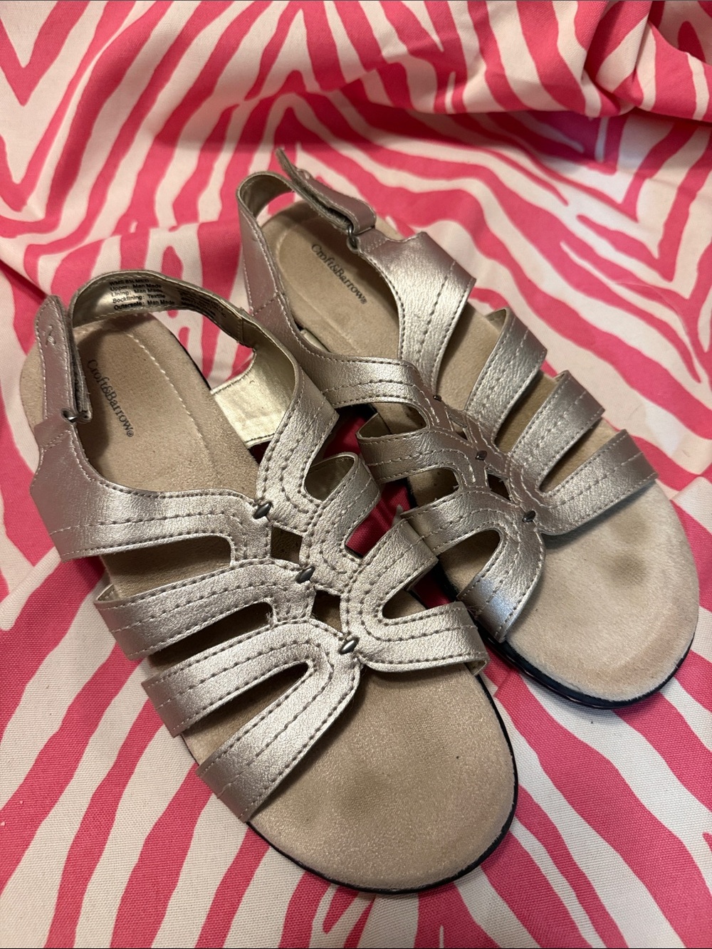 croft & barrow Metallic Silver Strappy Slingback Sandals